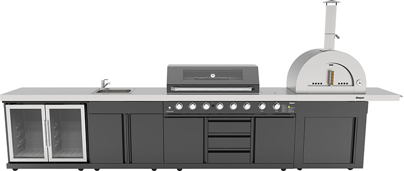 Masport Ambassador 6-Burner Outdoor Kitchen with Wood Fired Pizza Oven