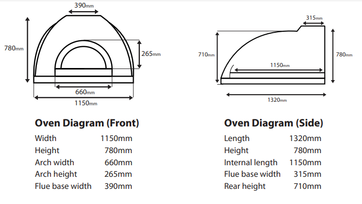 RUS-90 Wood Fired Pizza Oven (Plain Arch)