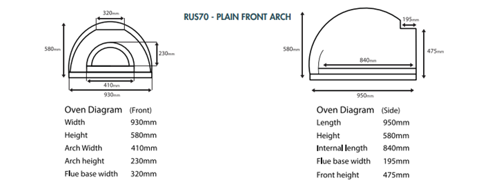 RUS-70 Wood Fired Pizza Oven (Plain Arch)